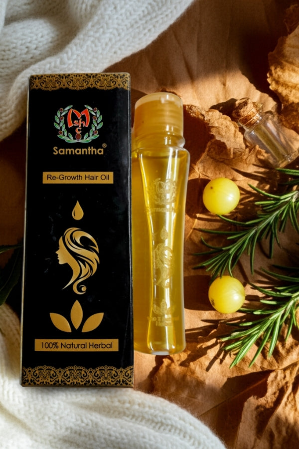 Samantha Re-Grow Herbal Hair Oil – 100% Natural Oil for Hair Growth, Dandruff Control & Deep Nourishment (100ml)